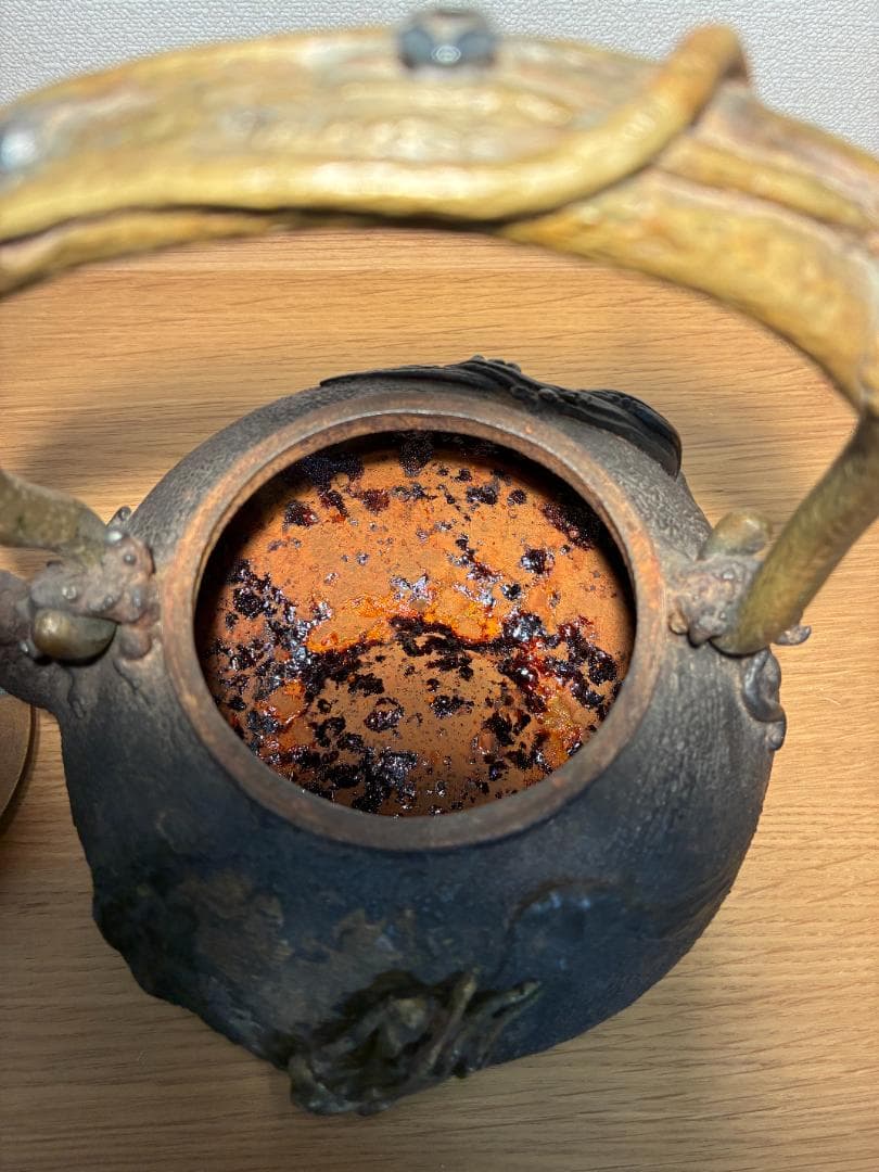 016 【希少】龍文堂 亀文堂 伝統工芸品 鉄瓶 カニ 蟹図