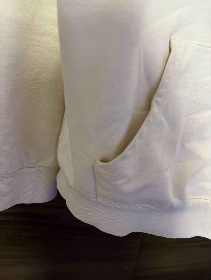 お*。様 BALENCIAGA フード付きパーカー クリーム　ブルー文字の激レア