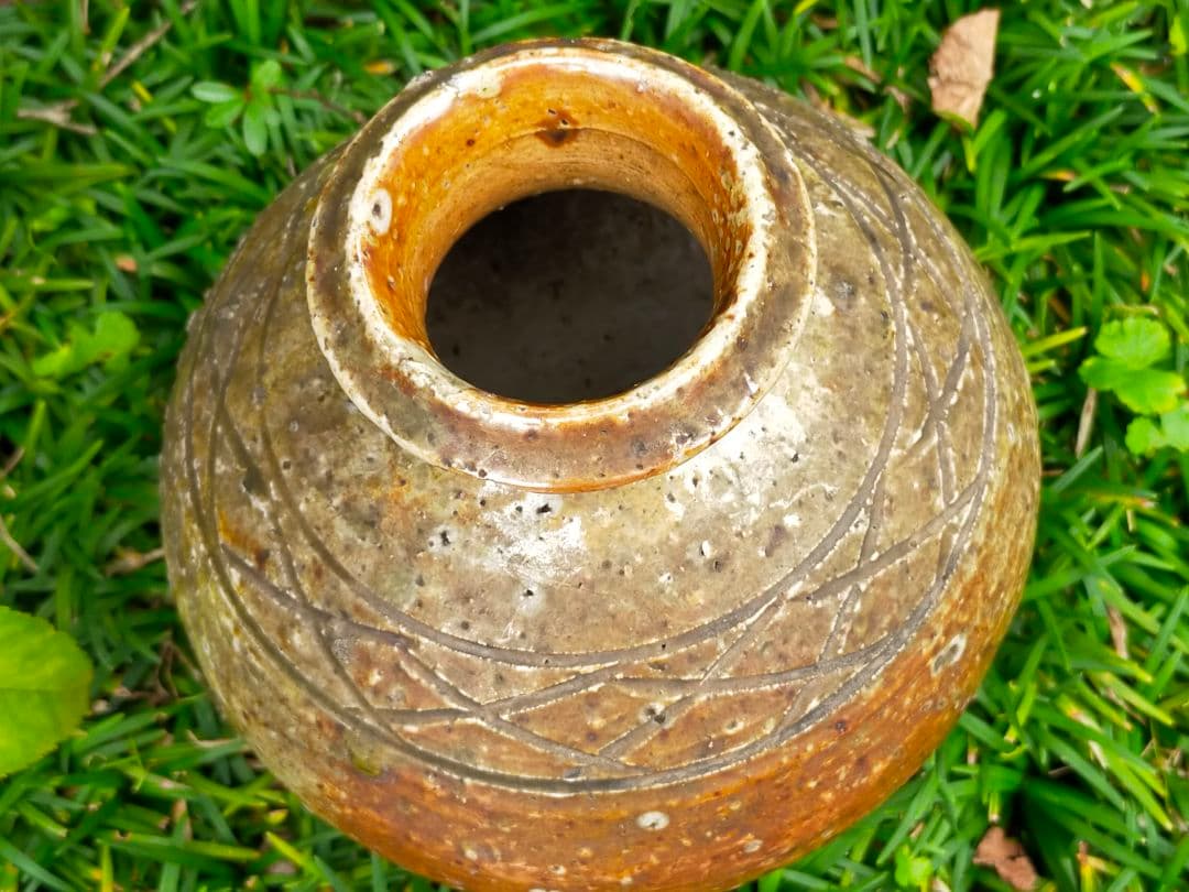 ♥信楽　檜垣文　花瓶　時代箱付き　壺　壷　骨董品