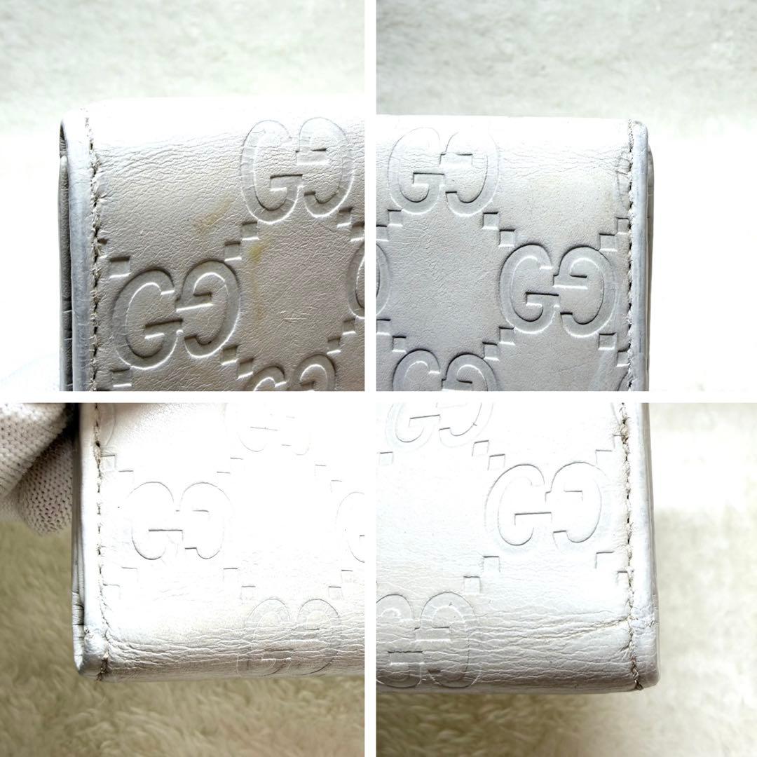 GUCCI グッチ　ホワイト 三つ折り財布　長財布　レザー　Wホック