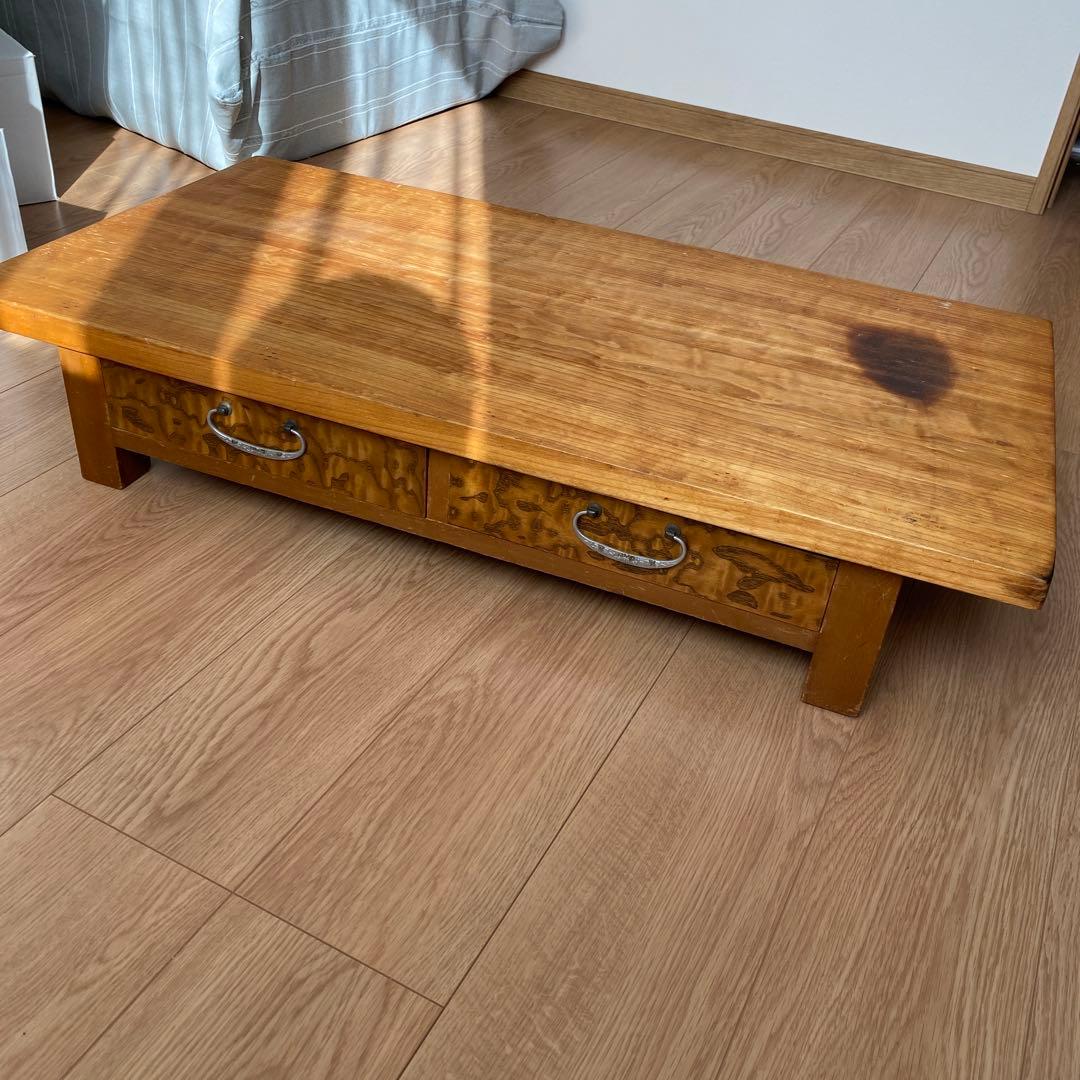 天然木　和裁机　和裁台　裁ち台　仕立台　文机　半尺印　両側引出し付き　①