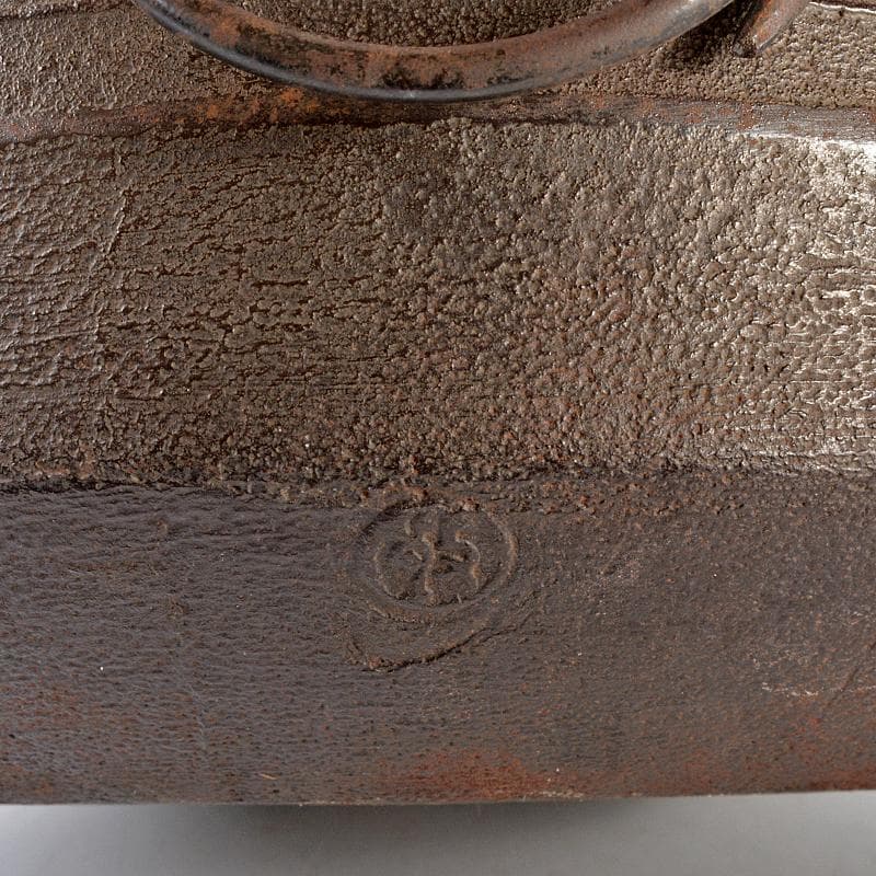 茶道具　人間国宝　釜師　高橋敬典作　平丸筋入釜　鉄釜　共箱　M　R5291B