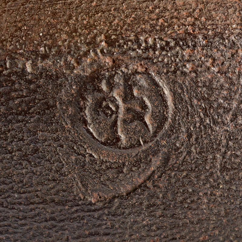 茶道具　人間国宝　釜師　高橋敬典作　平丸筋入釜　鉄釜　共箱　M　R5291B