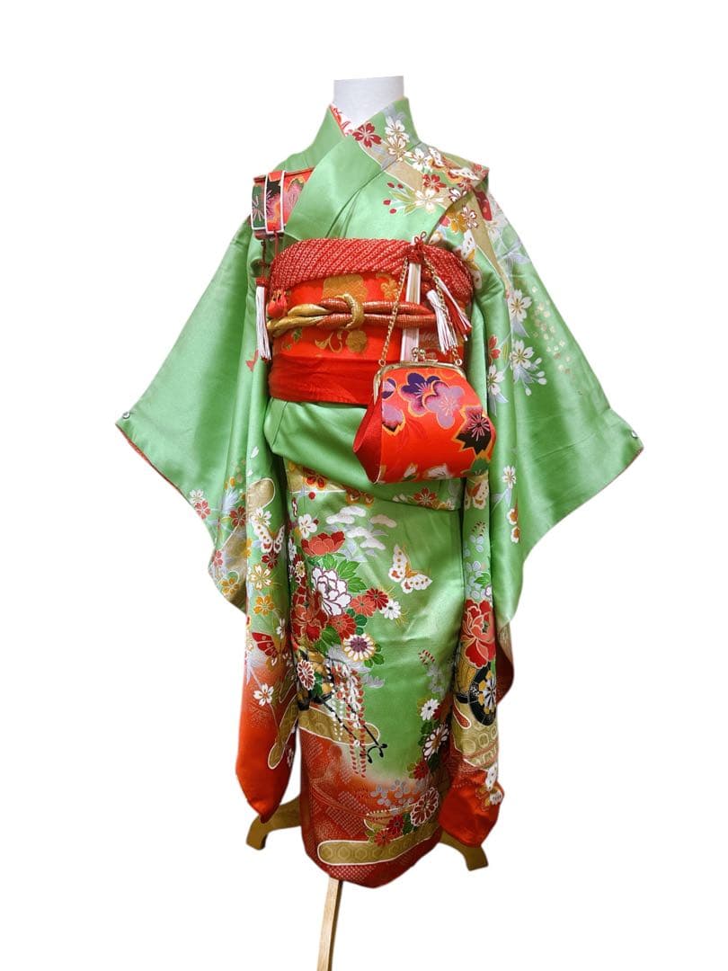 お買い得品♡七五三　7歳　女の子　フルセット　一式　緑　正絹