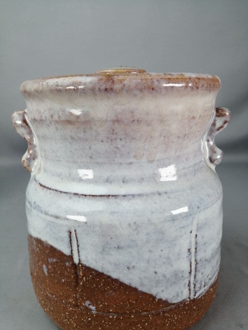 【茶事具】橘正峰造　萩焼耳付き水指　水指413