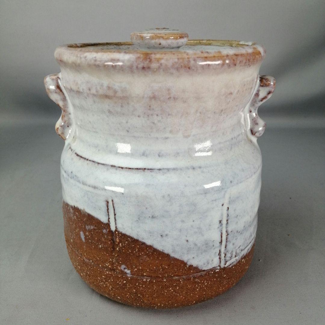 【茶事具】橘正峰造　萩焼耳付き水指　水指413