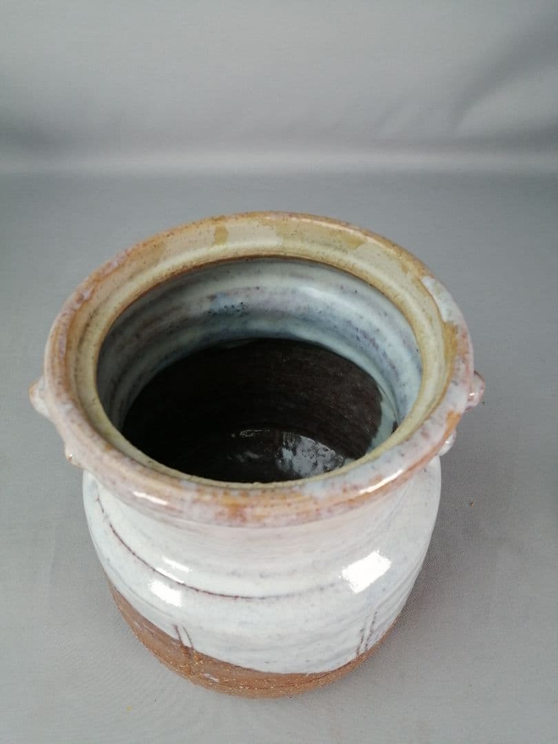 【茶事具】橘正峰造　萩焼耳付き水指　水指413