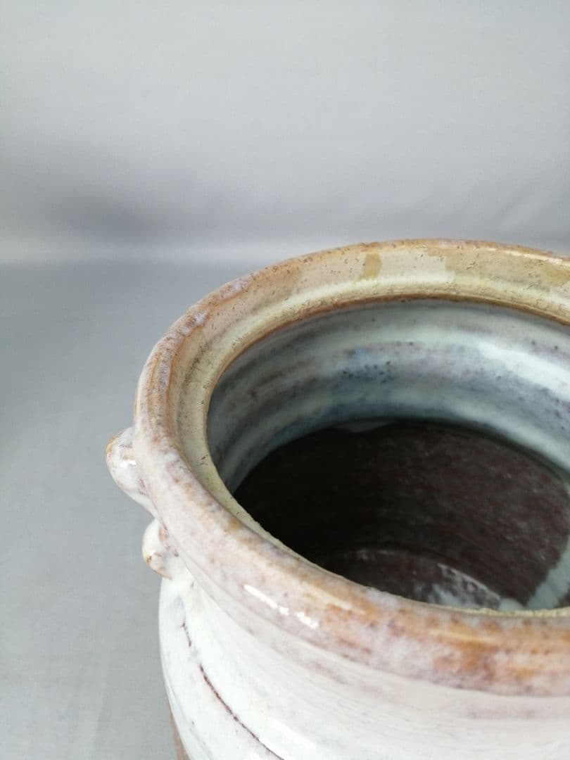 【茶事具】橘正峰造　萩焼耳付き水指　水指413