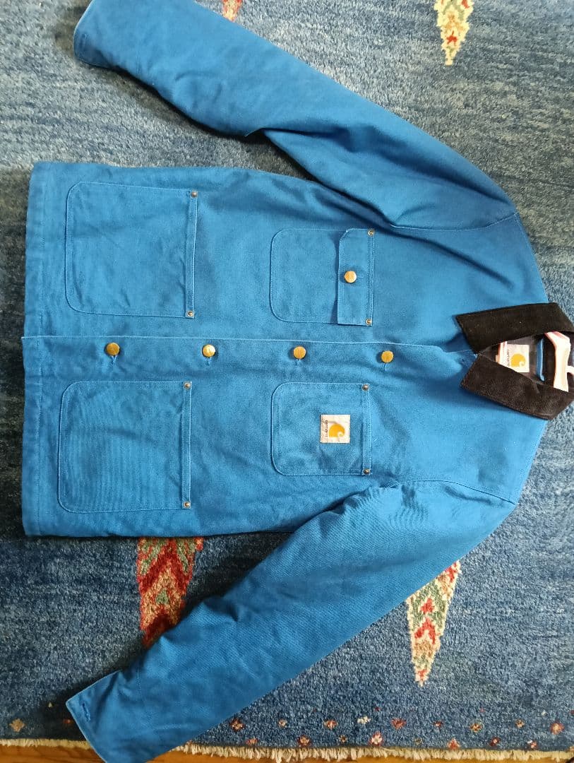 コットンジャケット 青 コーデュロイ　carhartt sサイズ