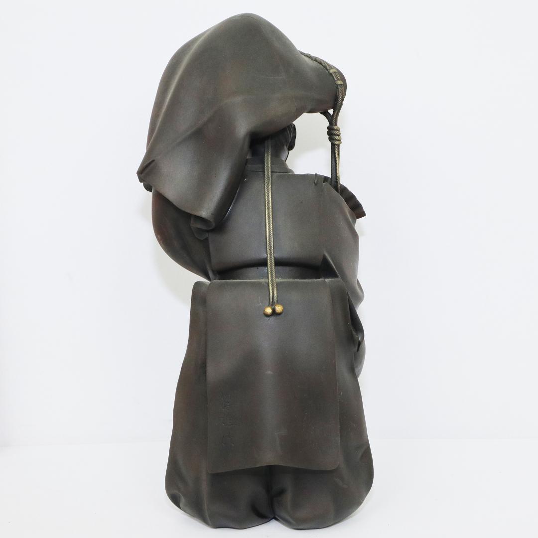 蝋型鋳銅製 翁 銅像 瑞正堂製 共箱 高岡銅器