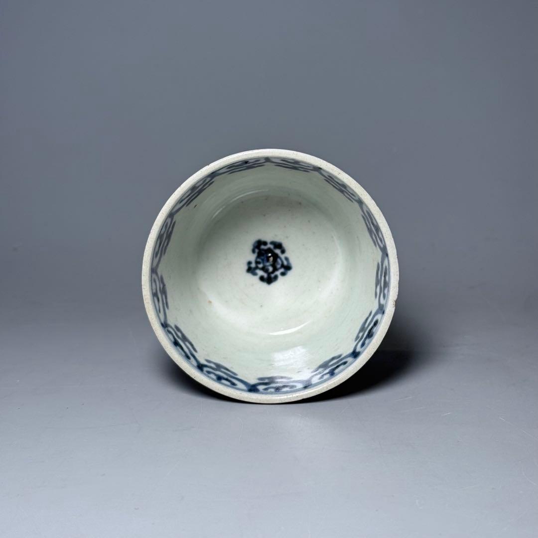 古伊万里　染付瓔珞文様　向付　そば猪口　古美術　アンティーク　古い器を楽しむ