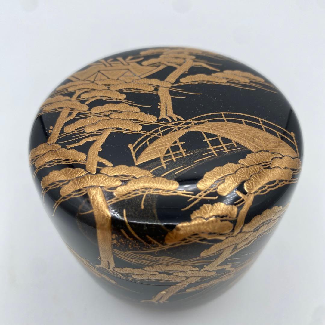 大棗　住吉蒔絵内梨地　松堂作　茶道具　古物
