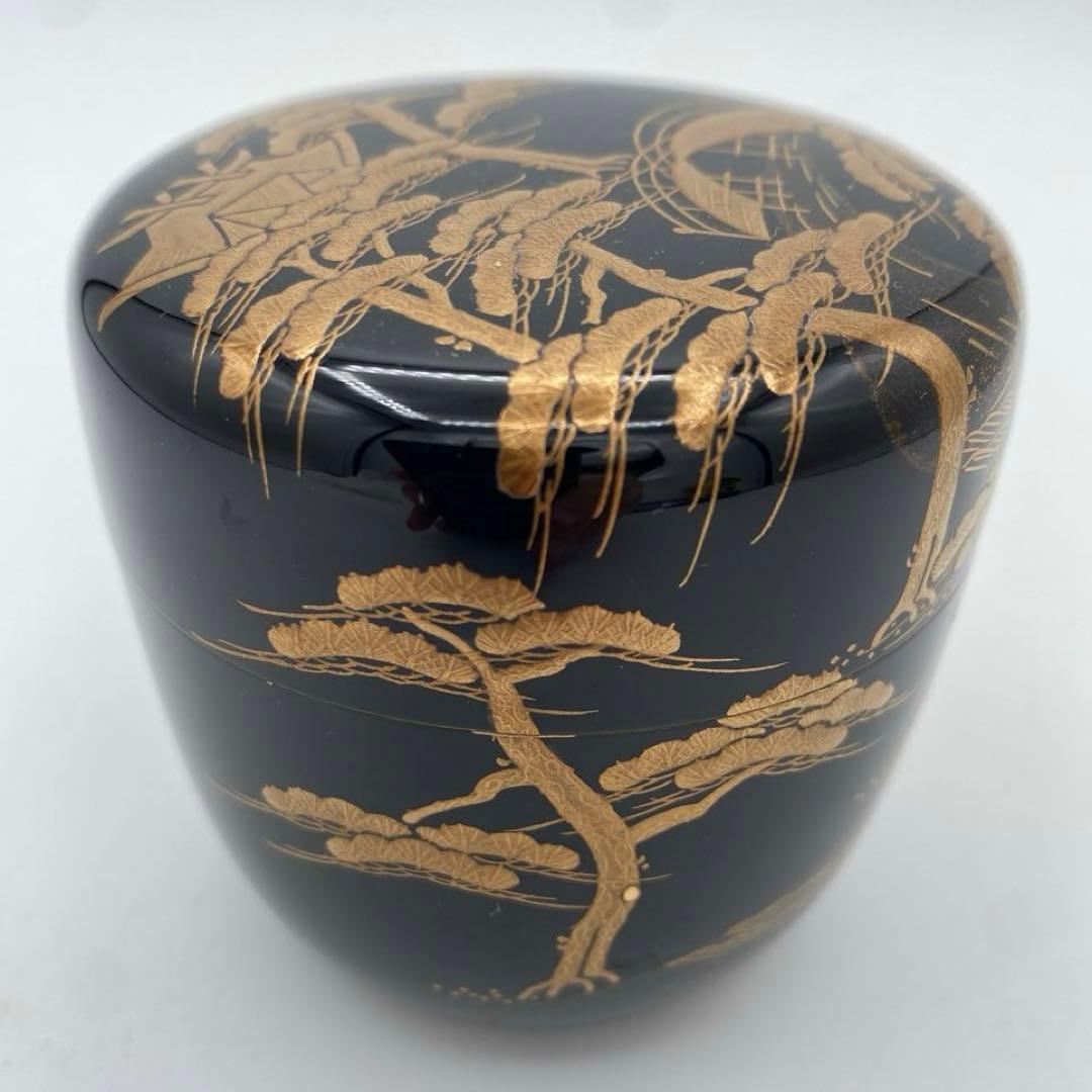 大棗　住吉蒔絵内梨地　松堂作　茶道具　古物