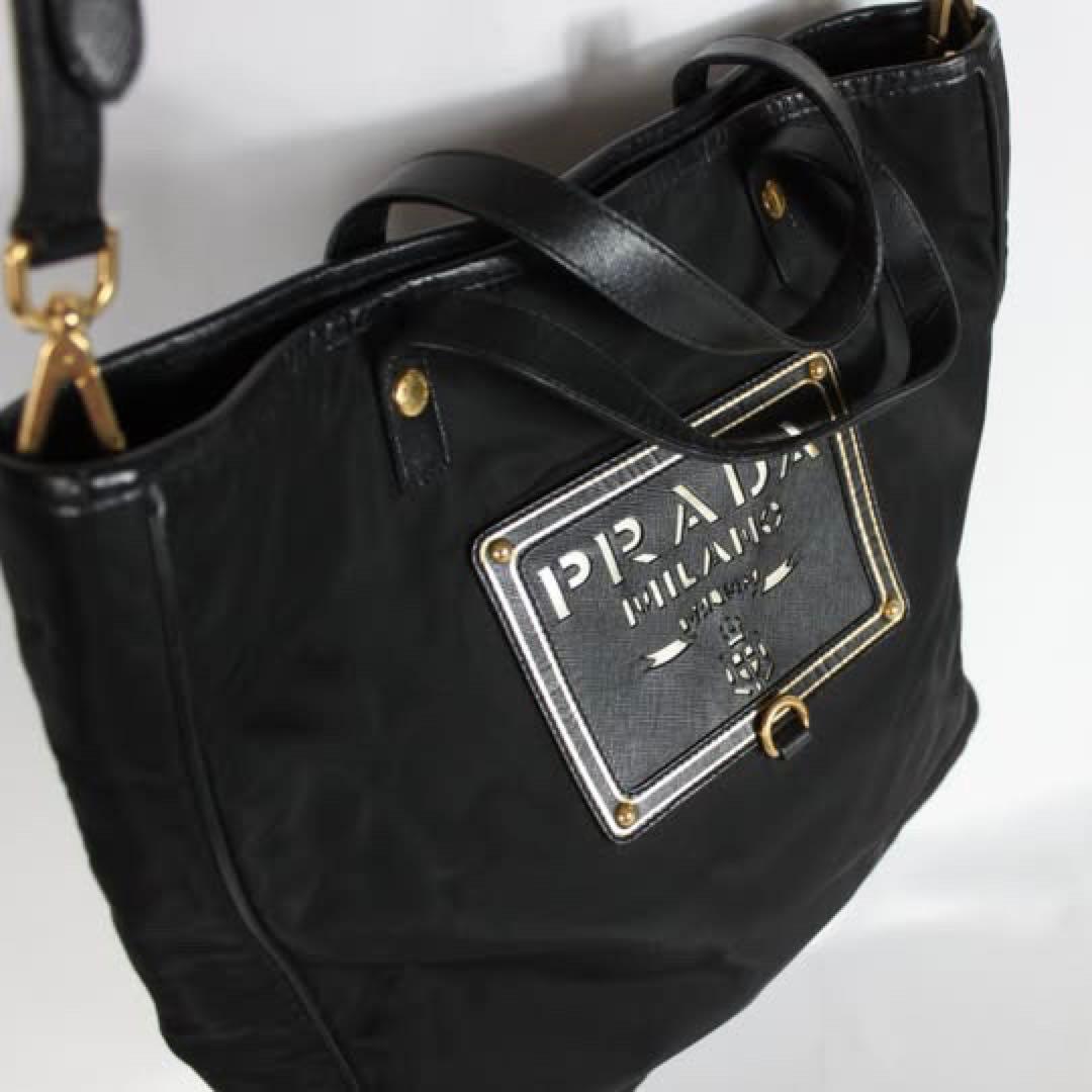 PRADA プラダ　テスート　ロゴ　ハンドショルダーバッグ　ブラック