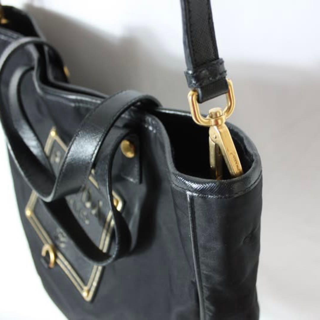 PRADA プラダ　テスート　ロゴ　ハンドショルダーバッグ　ブラック