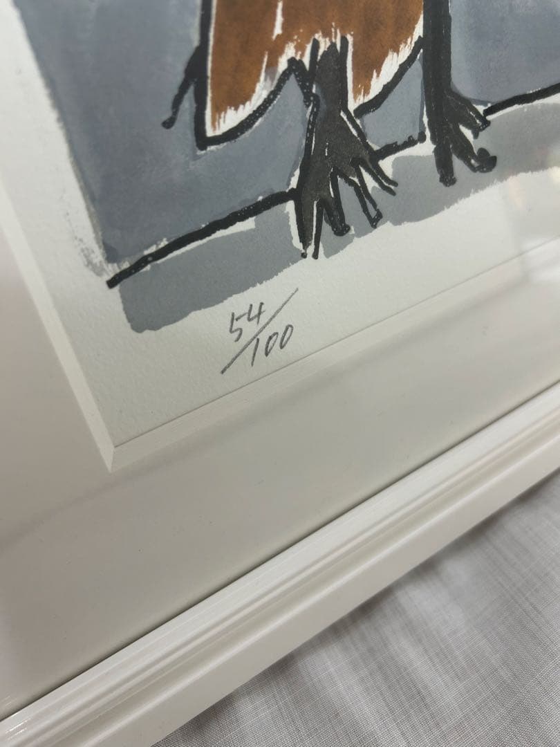 「ペンギン」　室田武　動物画　在銘　額 ペンギンワックス 絵画　日本画　稀少レア