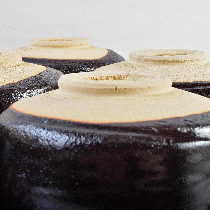 茶道具　兎月窯　杉浦芳樹　瀬戸黒　茶碗　六客　共箱　C　R9363B