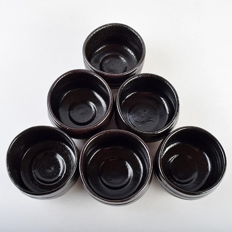 茶道具　兎月窯　杉浦芳樹　瀬戸黒　茶碗　六客　共箱　C　R9363B