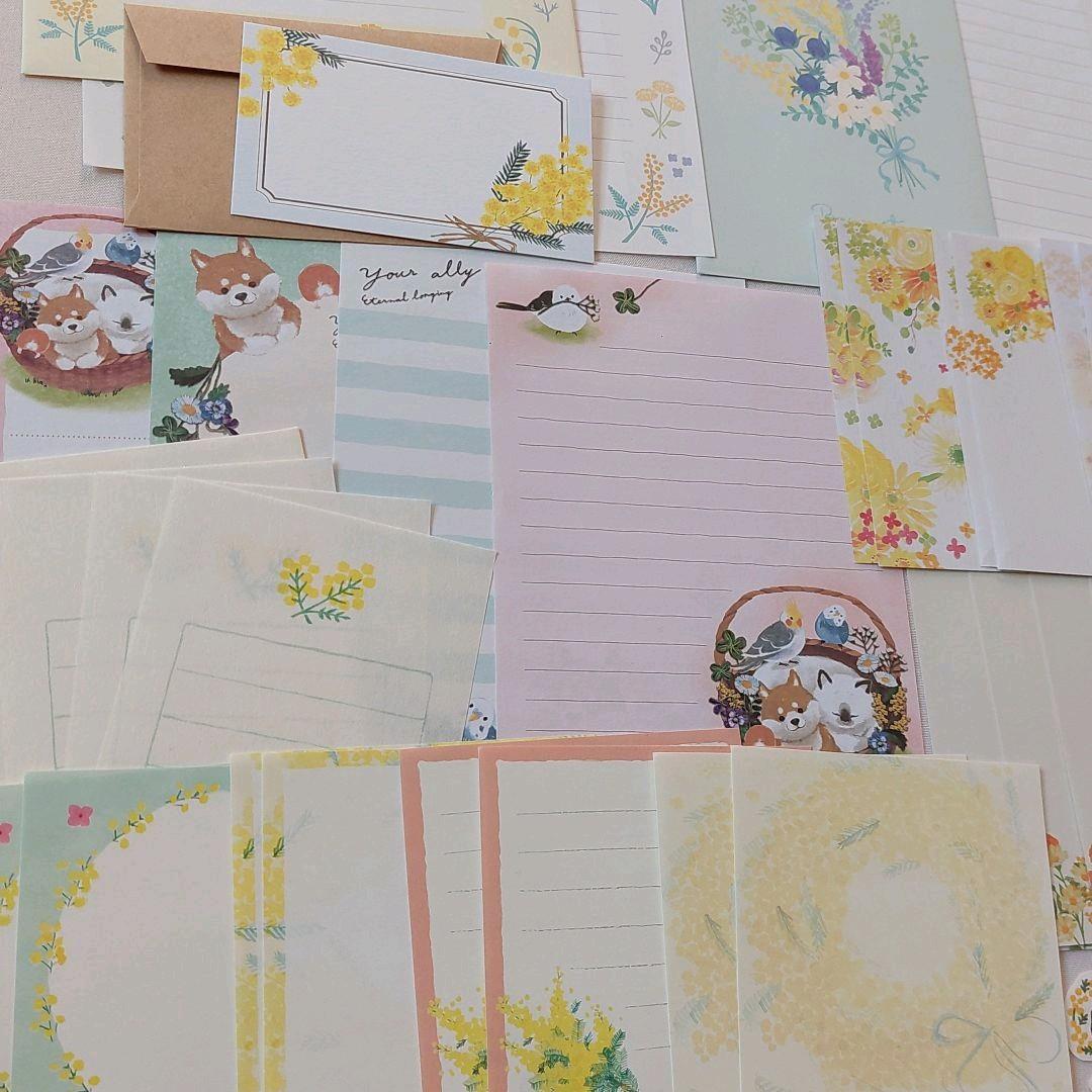 【おすそ分け】ミモザ柄　紙ものセット①