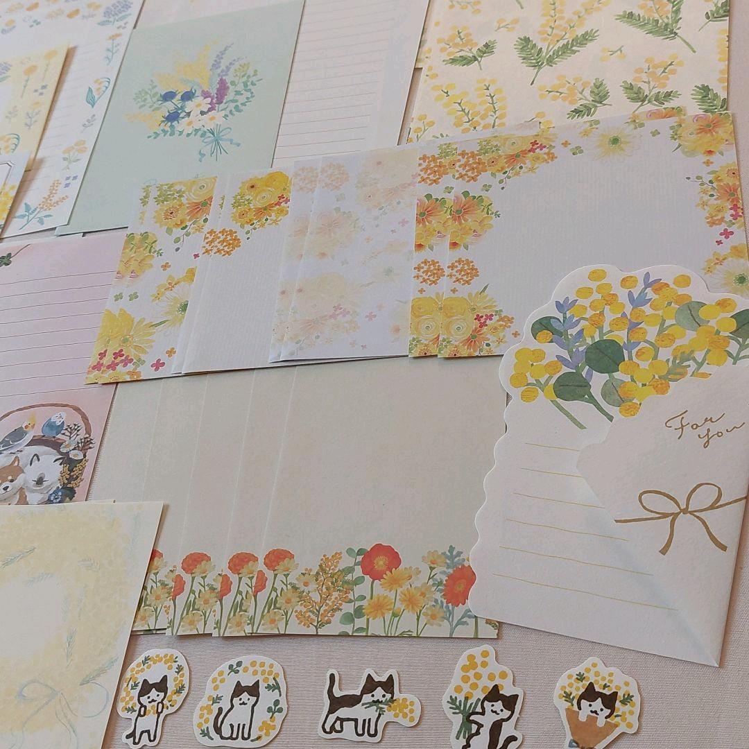 【おすそ分け】ミモザ柄　紙ものセット①