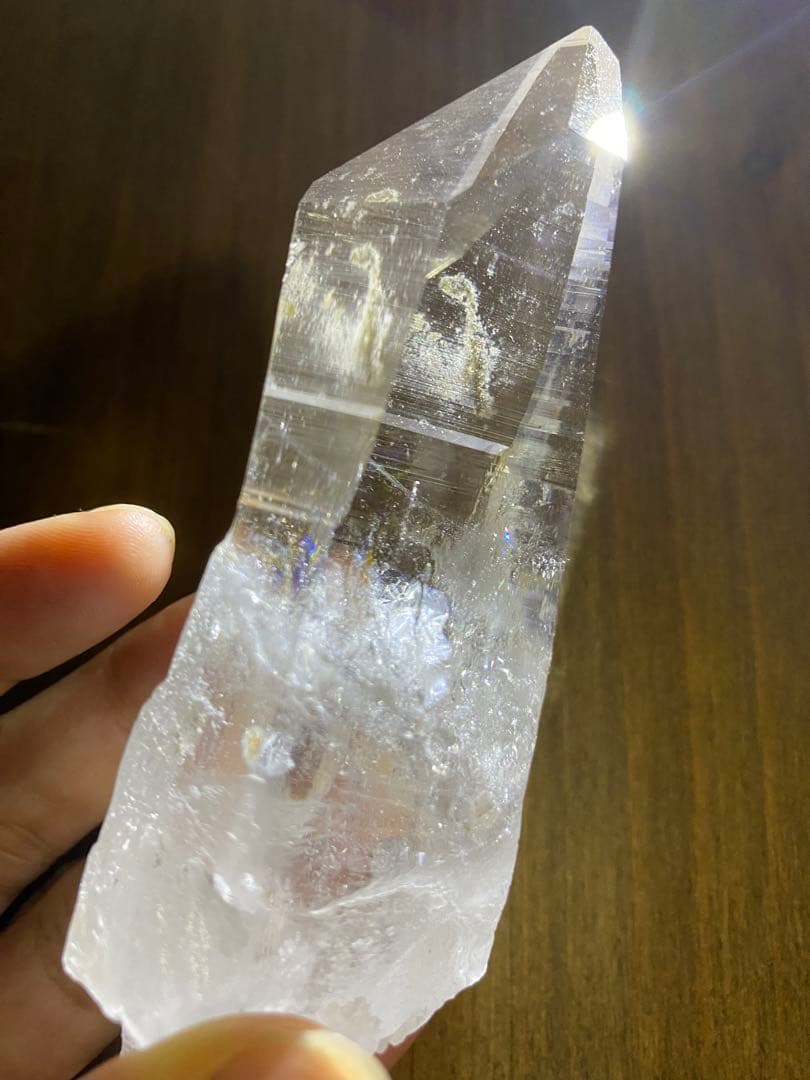 天然石　コロンビア　レムリアン　原石　ポイント　アイリス　虹多数　水晶　クォーツ