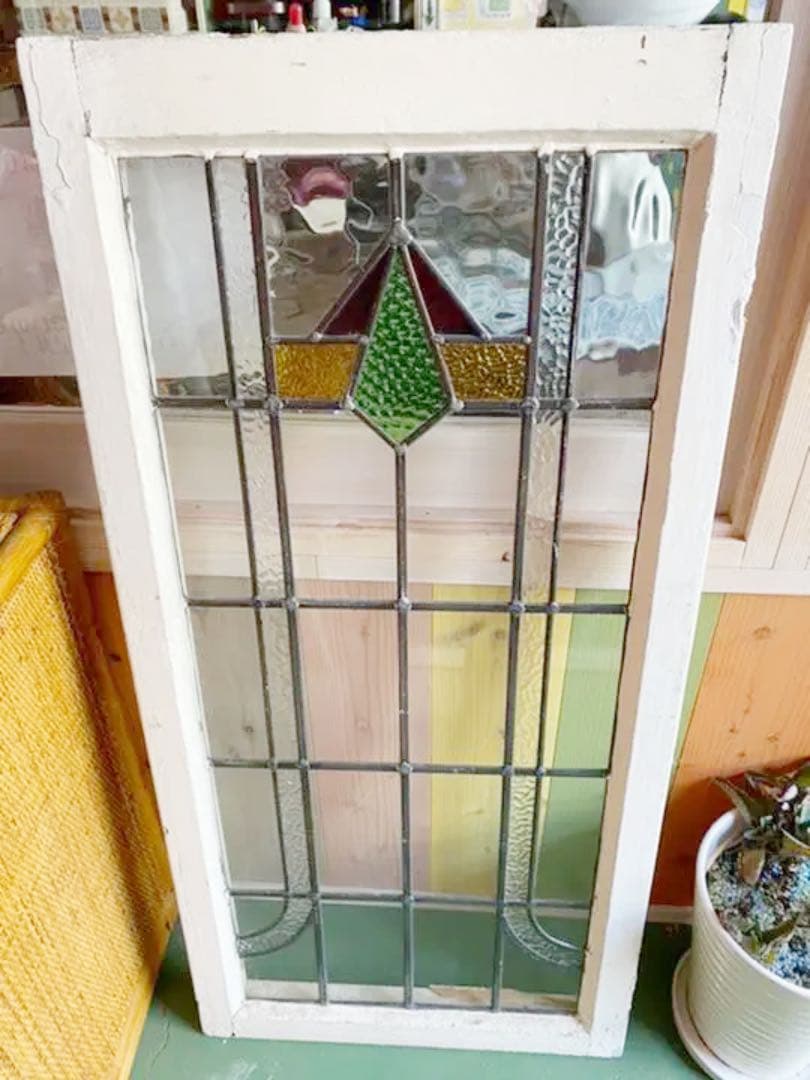 イギリスアンティークステンドグラスグリーン