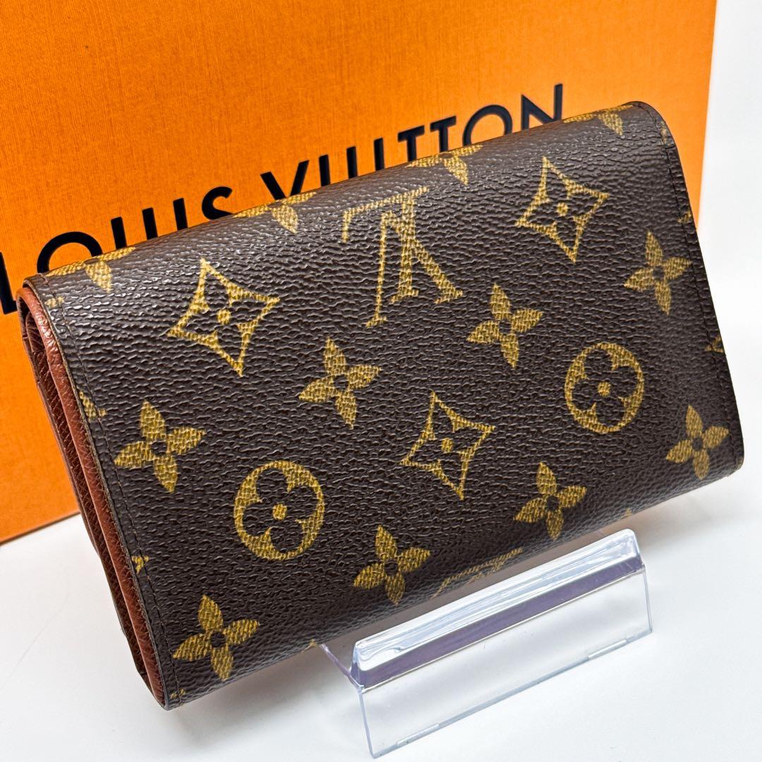 ルイヴィトン モノグラム ポルトフォイユ トレゾール 二つ折り財布 ブラウン