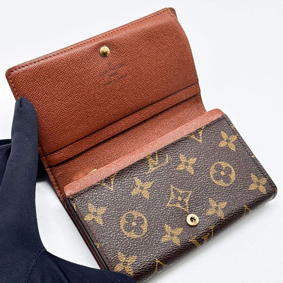 ルイヴィトン モノグラム ポルトフォイユ トレゾール 二つ折り財布 ブラウン