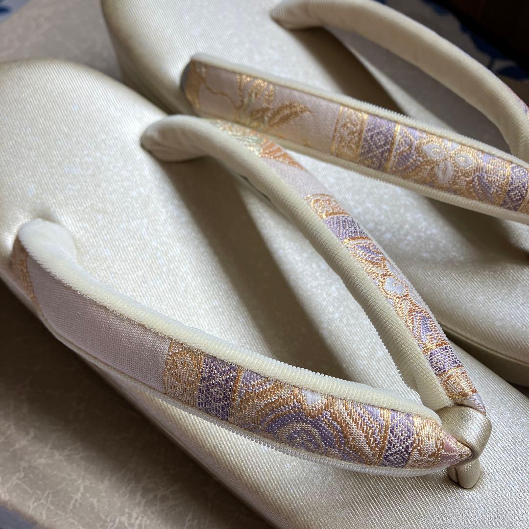 草履バックセット　織姫　正絹　西陣織　印伝　仕立屋甚五郎　草履Mサイズ