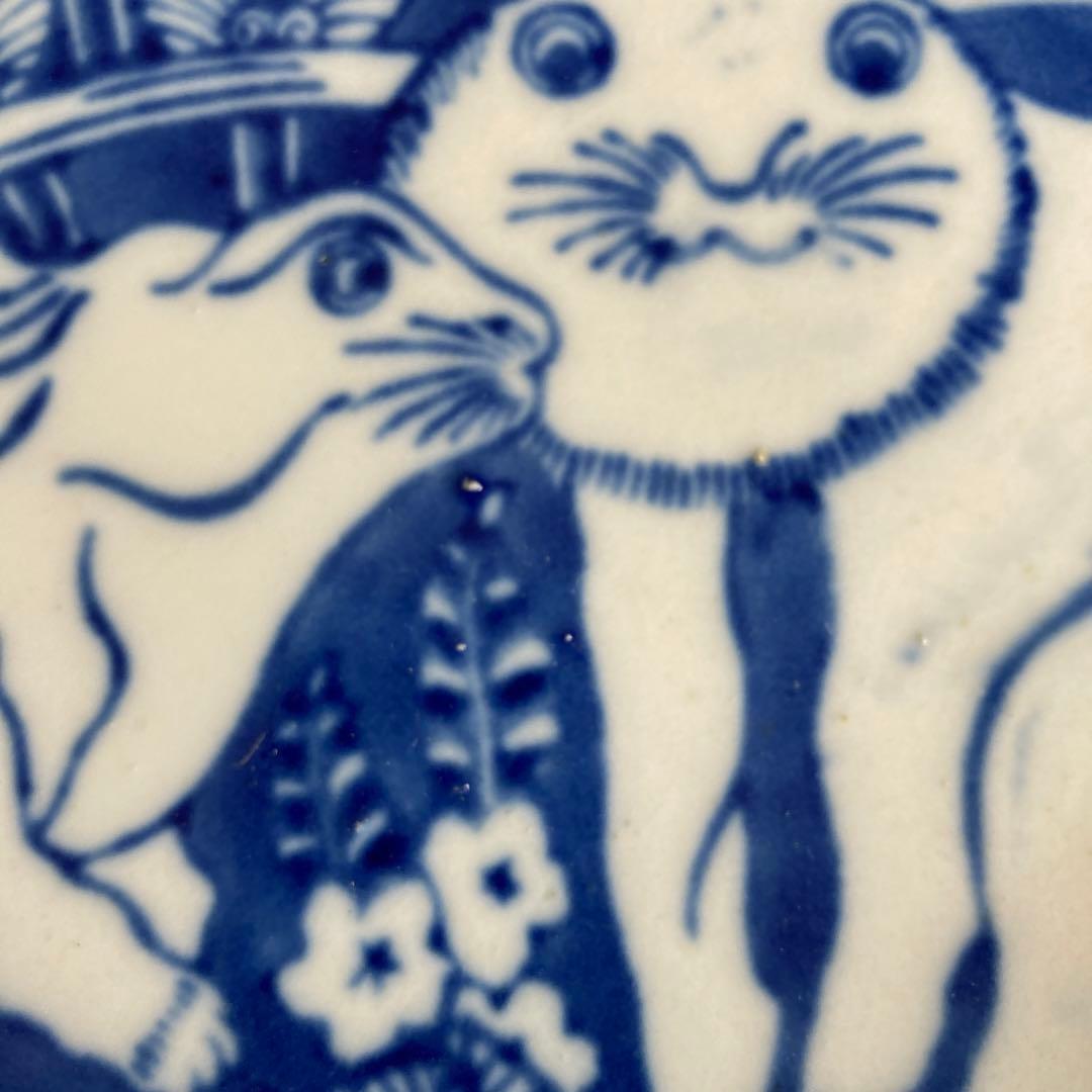 【レプリカ】伊万里　焼染付水葵に兎図大皿のレプリカ