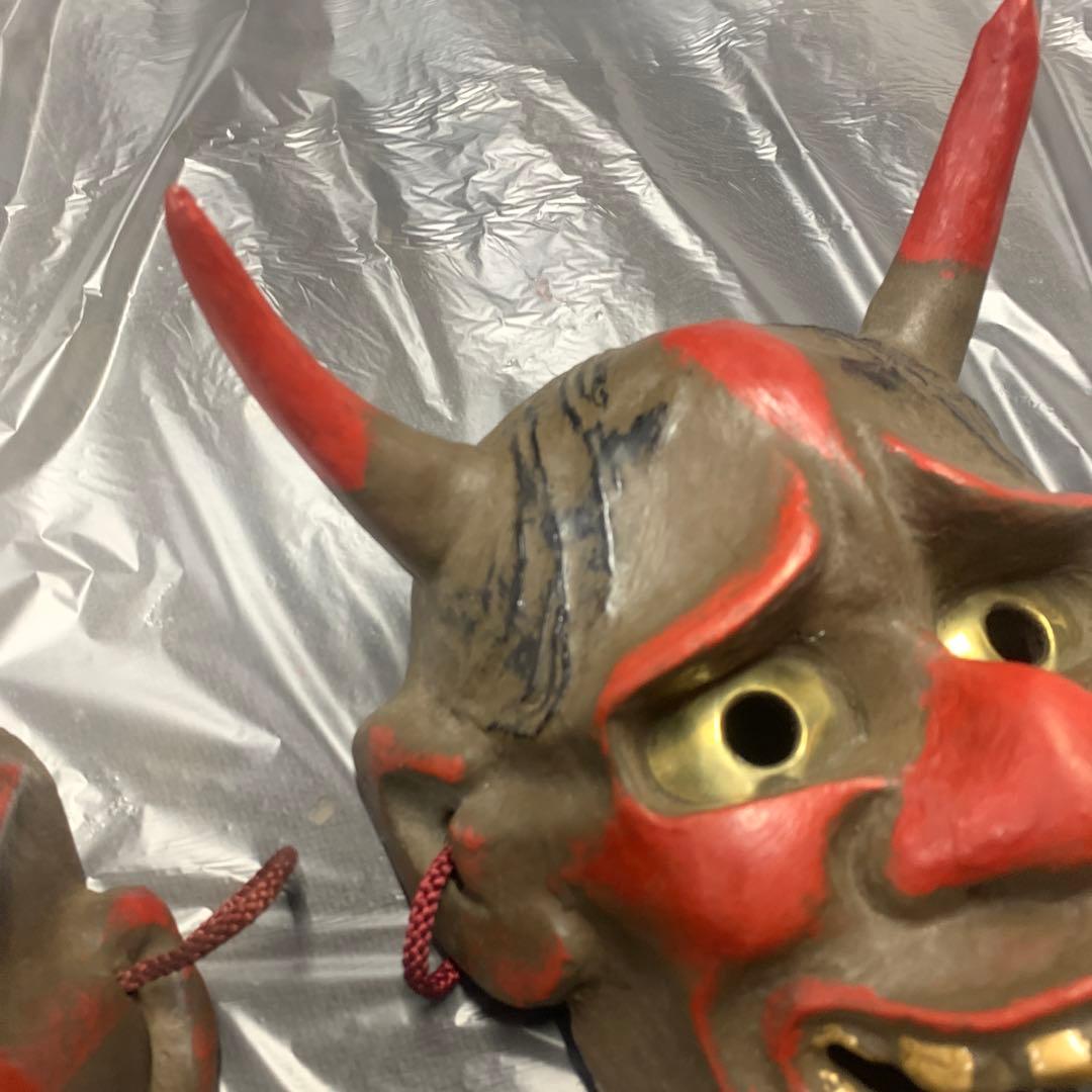 希少 美品 古い御面セット　鬼の面　天狗の面　般若 陶器 骨董品 日本伝統