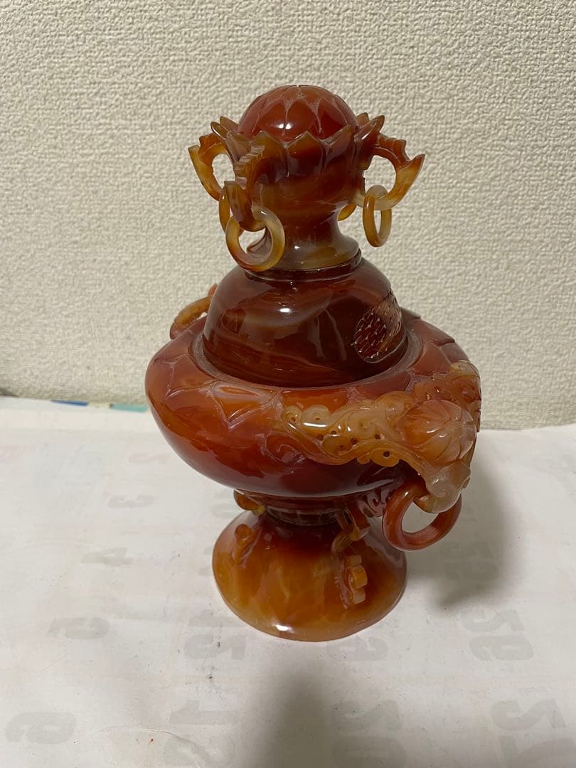中国美術　置物　瑪瑙　メノウ　香炉