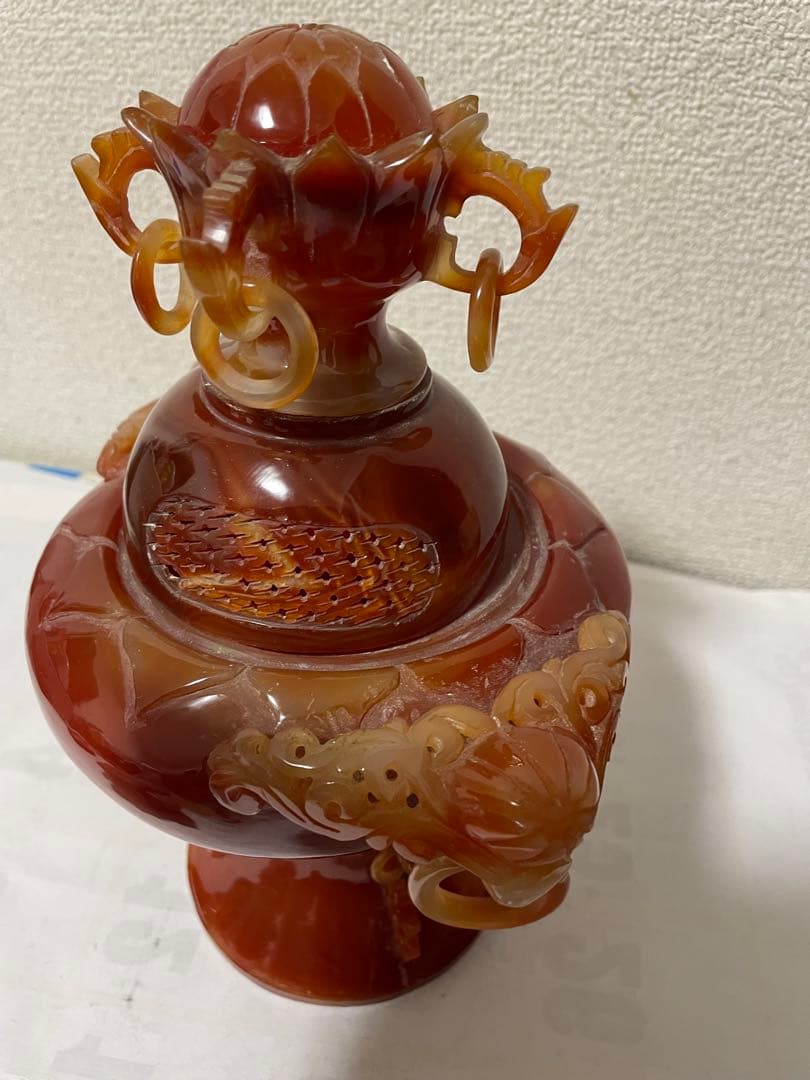 中国美術　置物　瑪瑙　メノウ　香炉