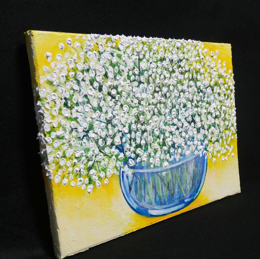 油絵 油彩 油彩画 絵 絵画 【カスミソウ 】