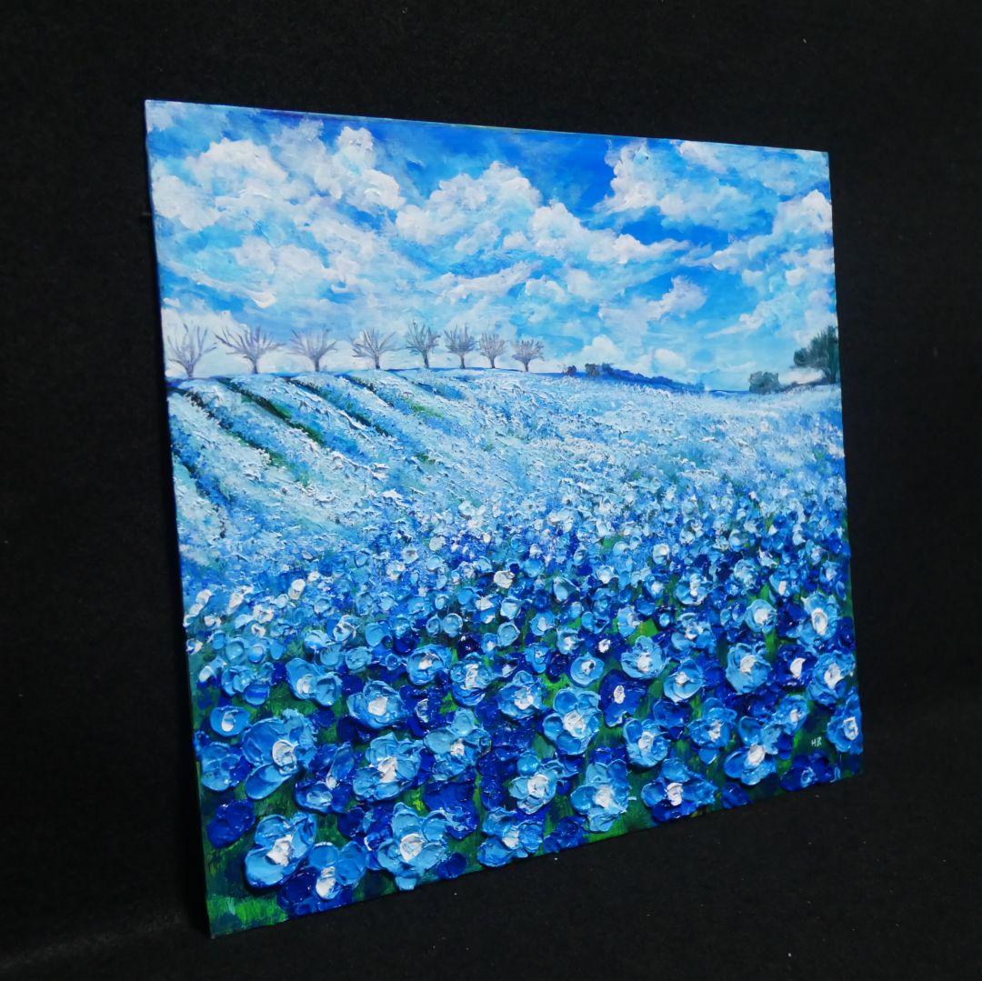油絵 油彩 油彩画 絵画 絵【ネモフィラブルーの丘】