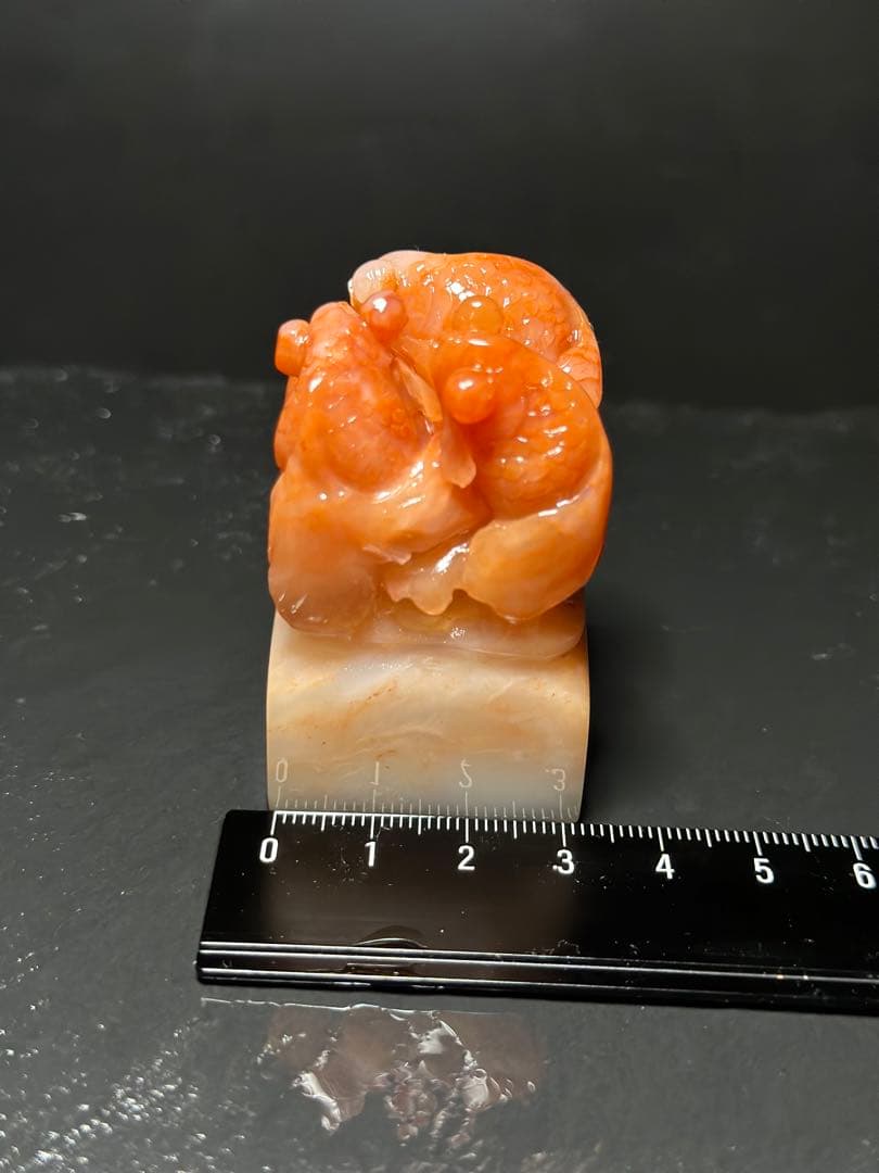 22ラオス石　金魚　桃花凍石　美材篆刻高級印材　落款　書道　雅号　展示会　箱付き