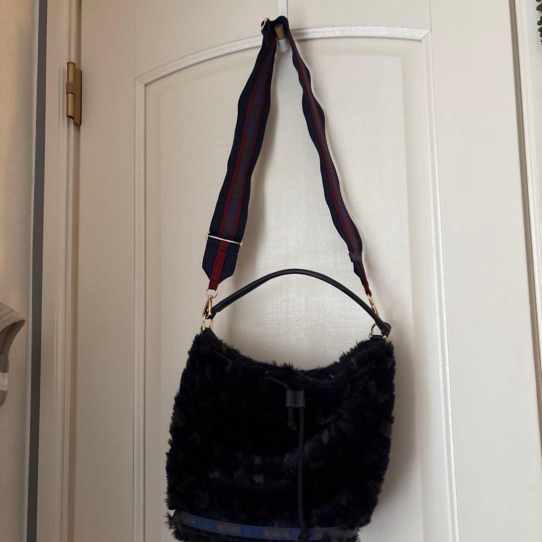 レスポートサックMED DRAWSTRING BAGミッドナイトレオパードファー