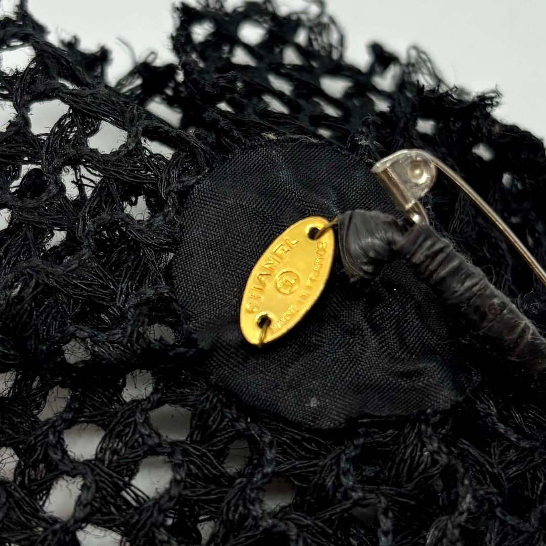 【シャネル】カメリア コサージュ ブローチ メッシュ 黒 入学式 お祝い 式典