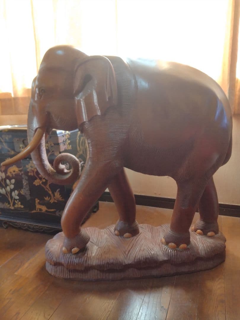 木彫り　巨大　ゾウさん レア