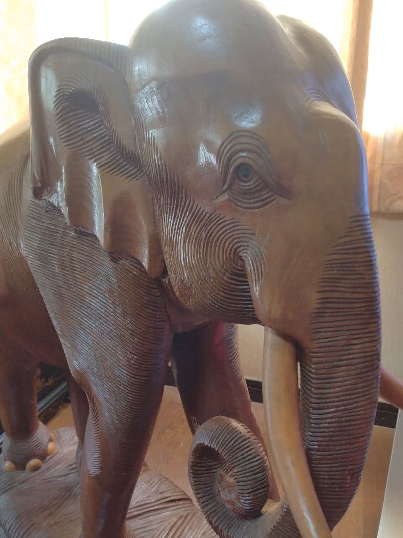 木彫り　巨大　ゾウさん レア
