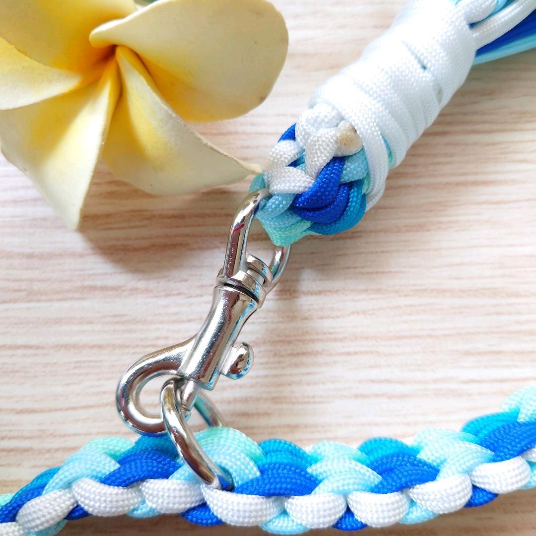 パラコードリード　幅広　ダブルハート編み　フリンジ付　中型犬　大型犬　№068