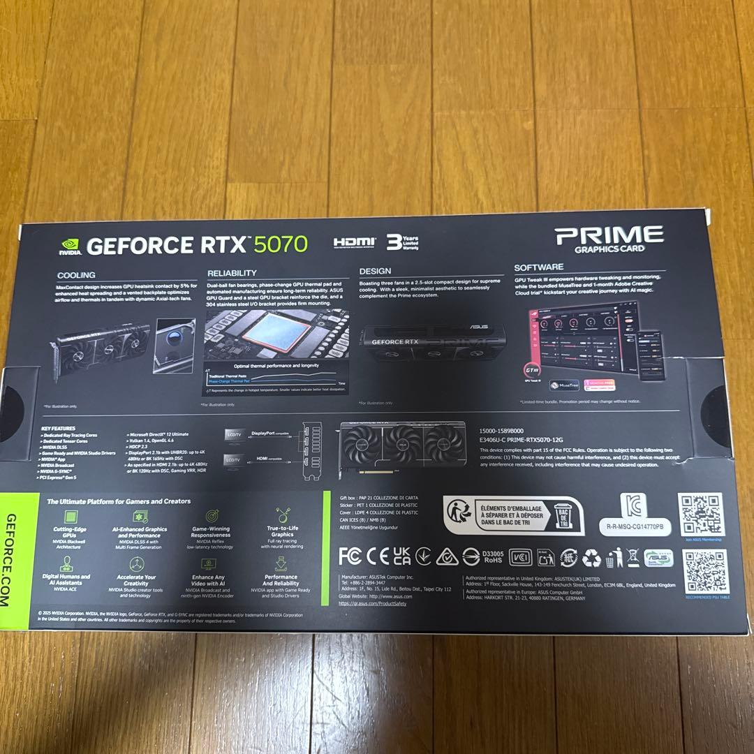 【ASUS】PRIME RTX 5070 12G　▼即購入可