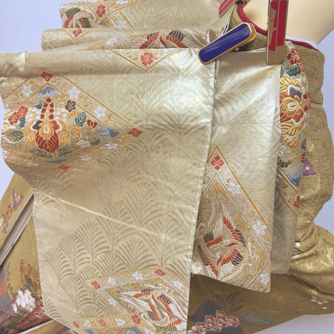 382 振袖フルセット 正絹 カーキ 茶 金彩 暈し染め 鈴乃屋 シック くすみ