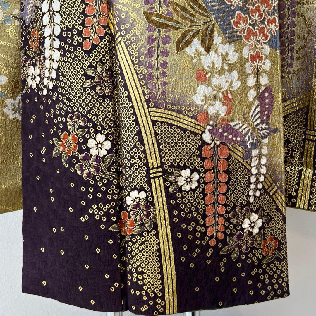 382 振袖フルセット 正絹 カーキ 茶 金彩 暈し染め 鈴乃屋 シック くすみ