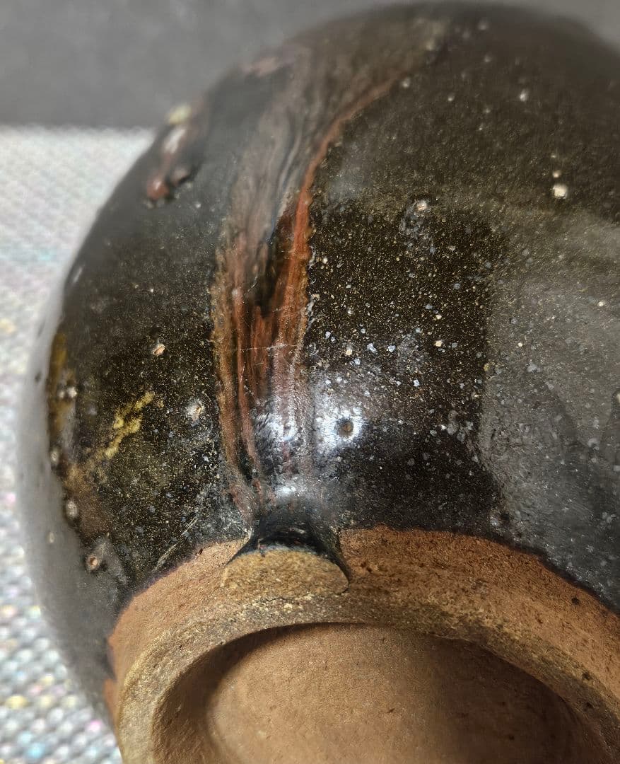 古代中国陶器　明代明朝　磁州窯系 徳利　瓶　壺　花入れ　茶道具　高さ19.5cm