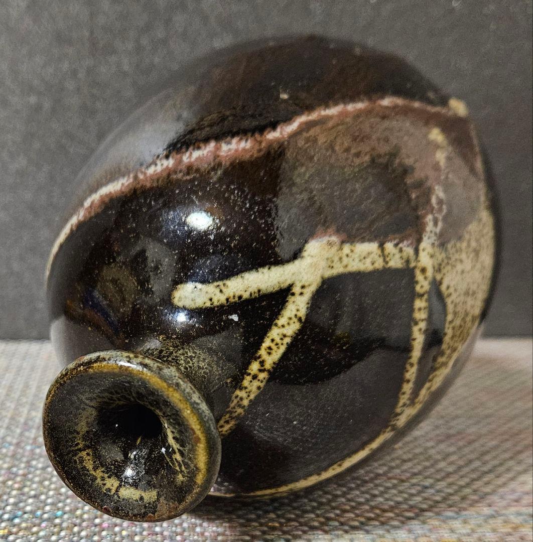 古代中国陶器　明代明朝　磁州窯系 徳利　瓶　壺　花入れ　茶道具　高さ19.5cm