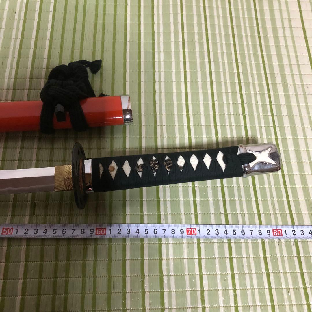 模造刀　模擬刀　武士　侍　伝統工芸　剣　ソード小太刀　鞘　鍔　大衆演劇　赤　朱色