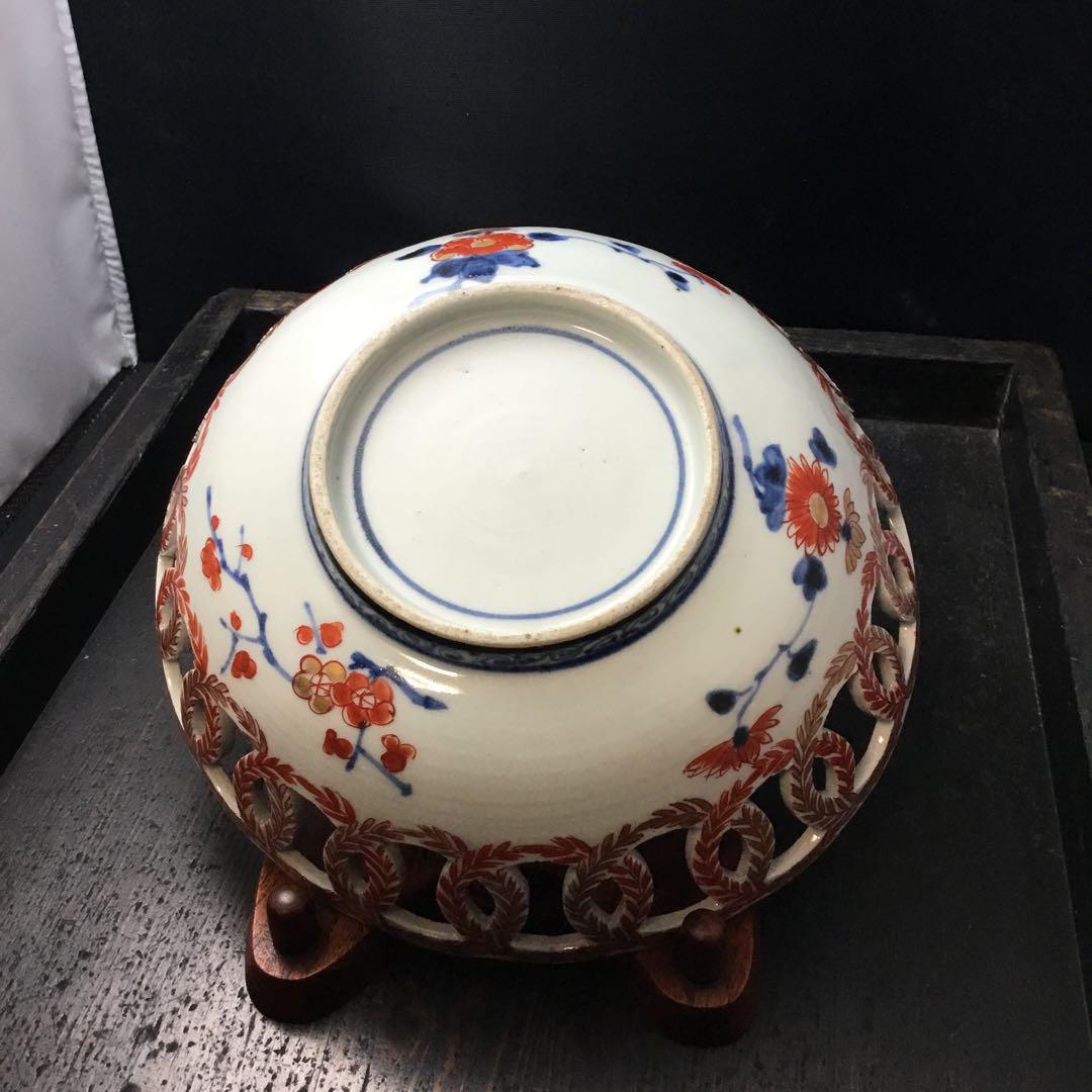 古伊万里輪繋ぎ透かし鉢(1700年代)