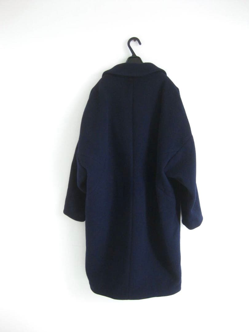 エンフォルドENFOLD ロングコート紺36ウール混 チェスターコート ゆったり