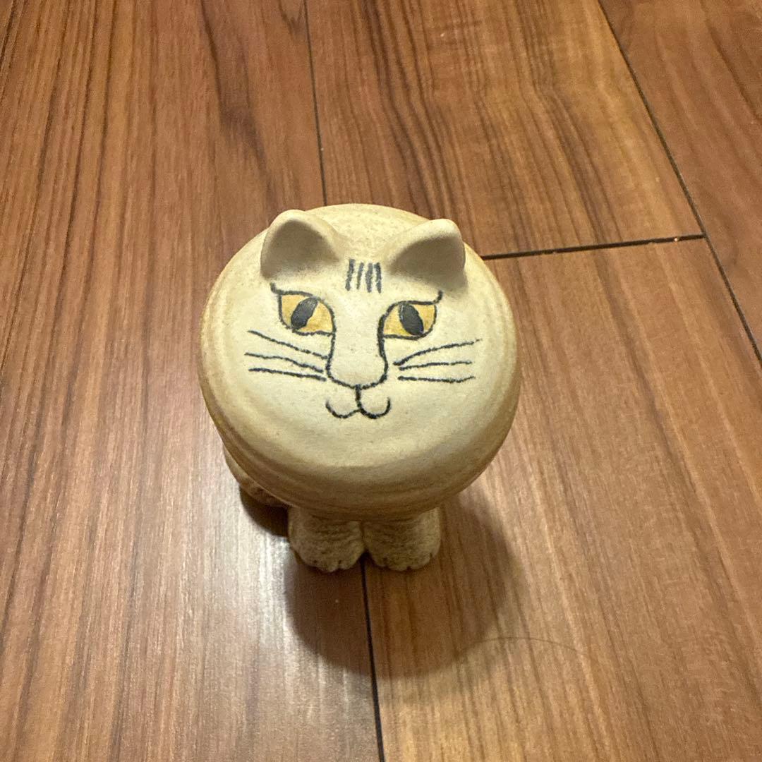 リサラーソン　マヤ　猫型陶器 クリーム色